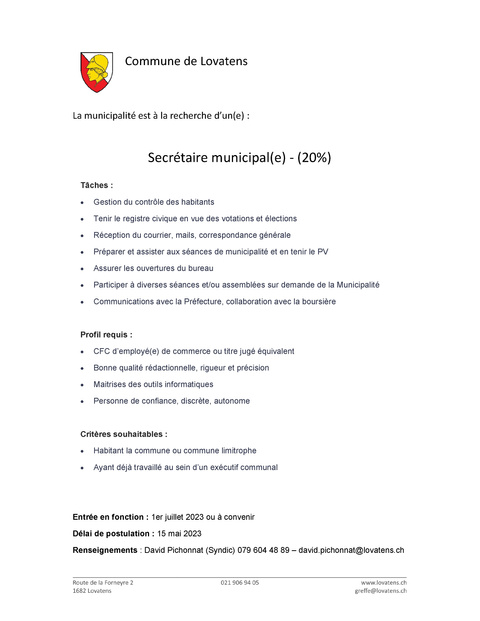 Secrétaire municipale Secrétaire municipale
