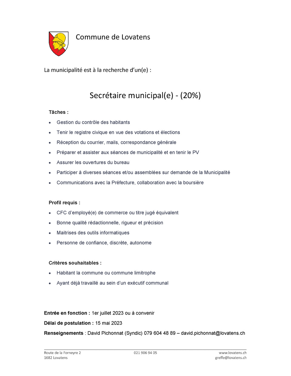 Secrétaire municipale Secrétaire municipale