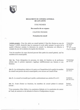 Conseil général Règlement du Conseil général
